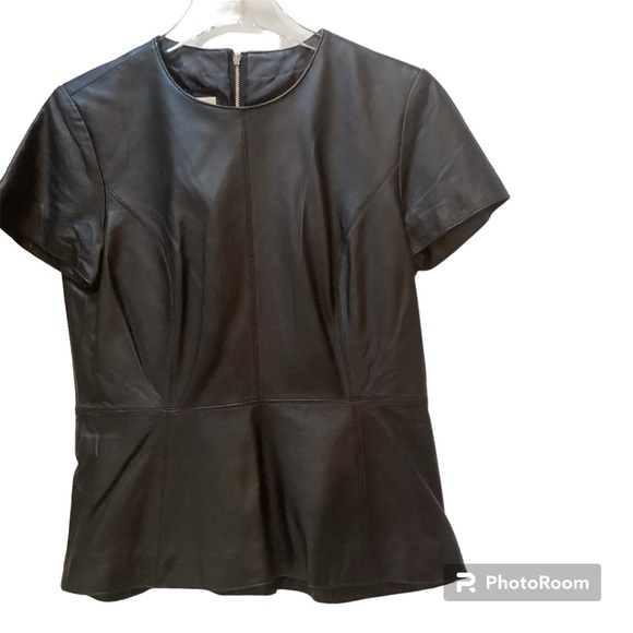 Neiman Marcus LEATHER T-Shirt - Genuine Napa Leather - Polyester Lined - Size L - Picture 1 of 9